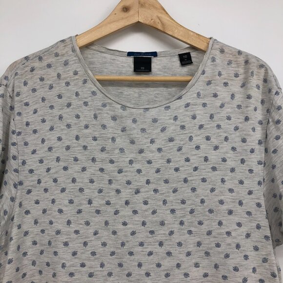 Scotch and Soda light grey palm leaf novelty all over print scoop neck T-shirt M - Picture 3 of 12
